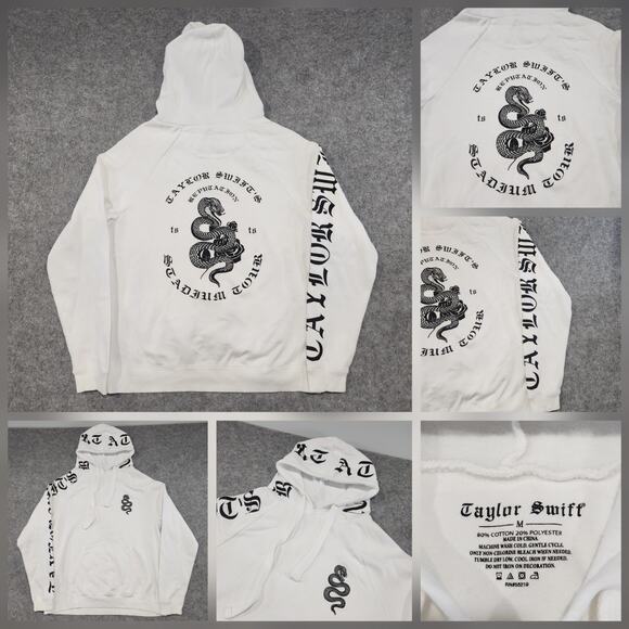 Taylor Swift Reputation Stadium Tour Snake White Hoodie Adult M